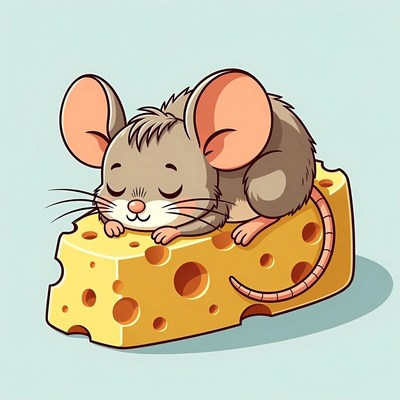 Sleeping Mouse on Cheese
