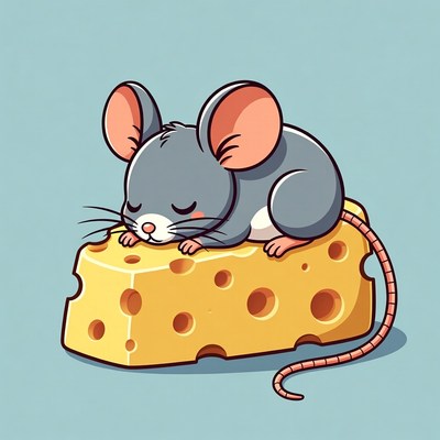 Sleeping Mouse on Cheese