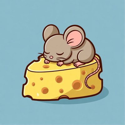 Sleeping Mouse on Cheese