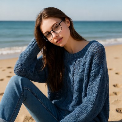 Woman in glasses on beach