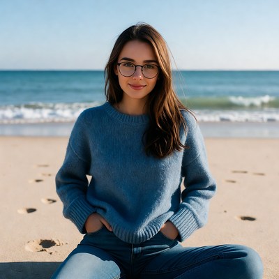 Young woman smiling on beach