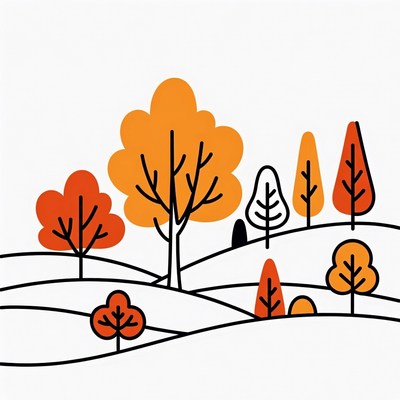 Autumn Trees on Hilly Landscape