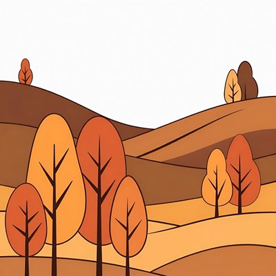 Autumn Trees on Rolling Hills