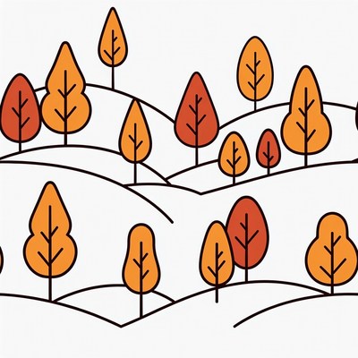 Autumn Trees on Rolling Hills