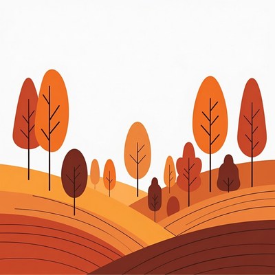 Autumn Trees on Rolling Hills