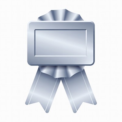 Silver ribbon award badge
