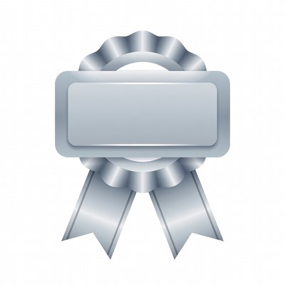 Silver ribbon award badge