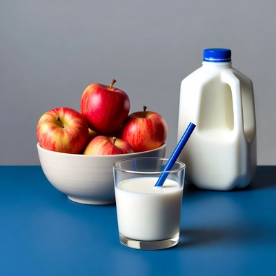 Red Apples with Milk Glass and Jug