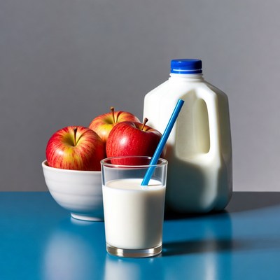 Red Apples with Milk Glass and Jug