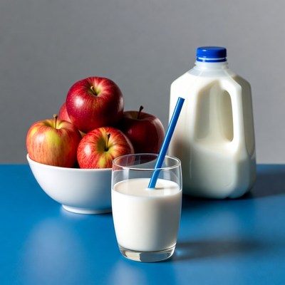 Red Apples with Milk Glass and Jug