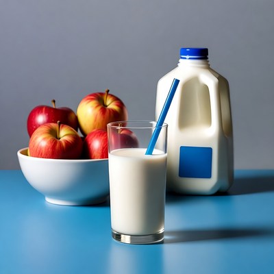 Red Apples Milk Glass Jug