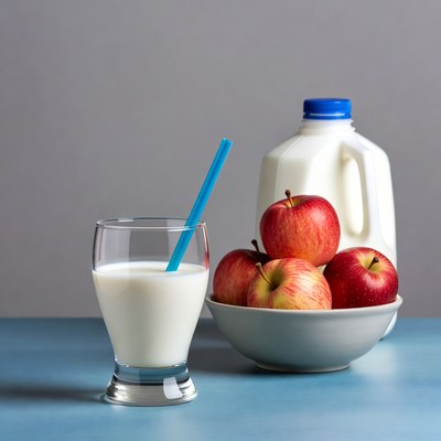 Milk Glass Straw Apples Jug
