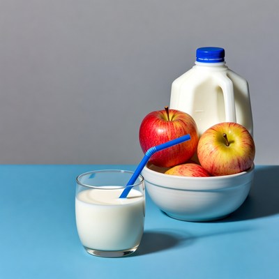 Milk Glass and Apples with Jug