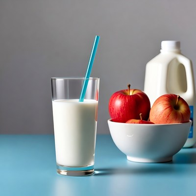Glass of Milk with Apples