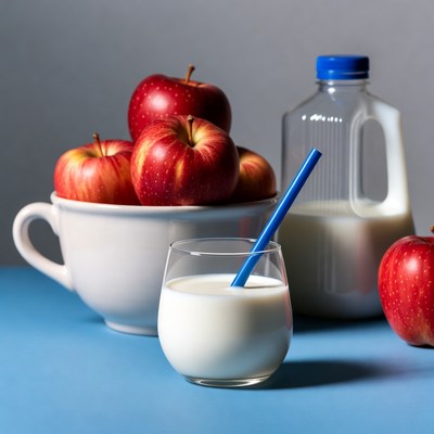 Red Apples with Milk Glass and Jug