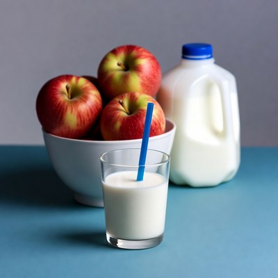 Milk Glass Straw Apples Jug