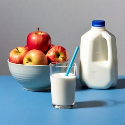 Red Apples with Milk Glass and Jug