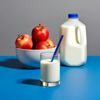Red Apples with Milk Glass Jug