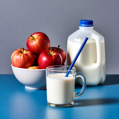 Red Apples with Milk Glass and Jug