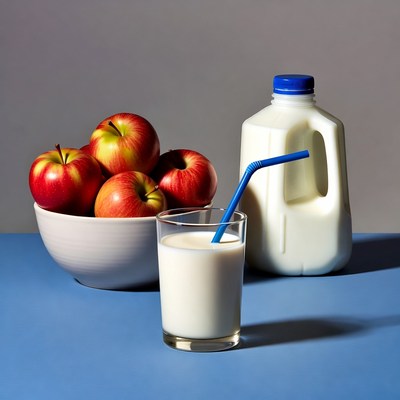Red Apples with Milk Glass Jug