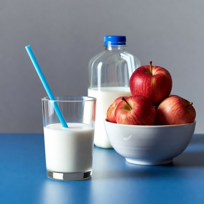 Milk Glass Straw Apples Jug