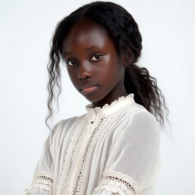 African girl in lace blouse