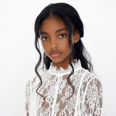 African-American girl in lace dress
