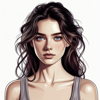 Beautiful woman with wavy dark hair