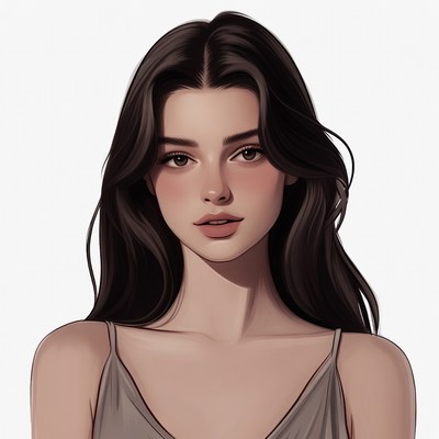 Beautiful woman with long dark hair