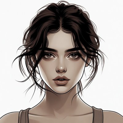 Beautiful woman with messy dark hair