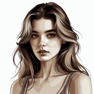 Beautiful woman with wavy brown hair