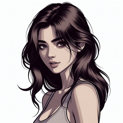 Anime girl with long brown hair