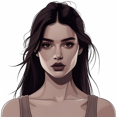 Beautiful woman with long dark hair