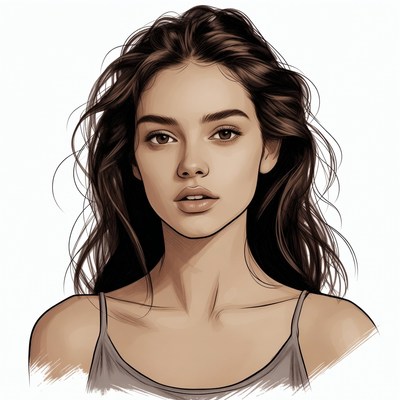 Beautiful woman with wavy brown hair