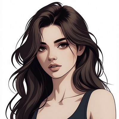 Beautiful woman with long brown hair