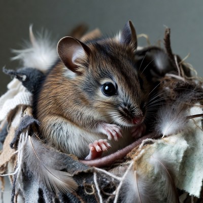Cute mouse in nest