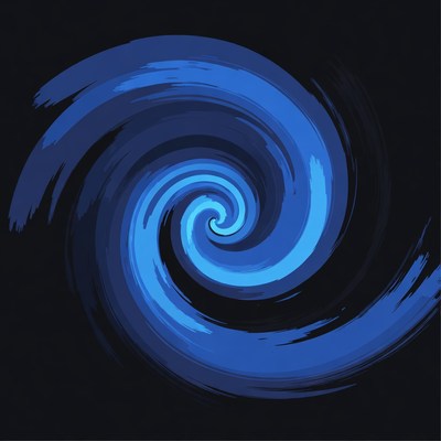 Blue Spiral Swirl on Black