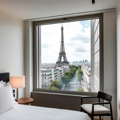 Eiffel Tower View from Hotel Room