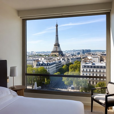 Eiffel Tower View from Hotel Room