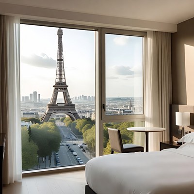 Eiffel Tower View from Hotel Room