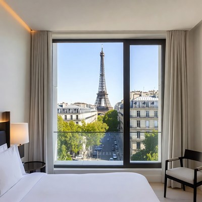 Eiffel Tower View from Hotel Room