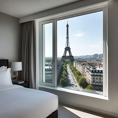 Eiffel Tower View from Hotel Room