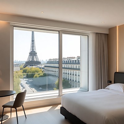 Eiffel Tower View from Hotel Room