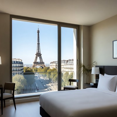 Eiffel Tower View from Hotel Room