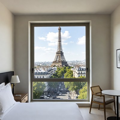 Eiffel Tower View from Hotel Room