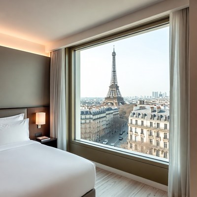 Eiffel Tower View from Hotel Room