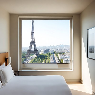 Eiffel Tower View from Hotel Room