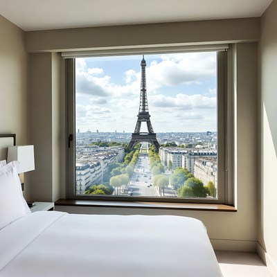 Eiffel Tower View from Hotel Room