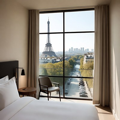 Eiffel Tower View from Hotel Room