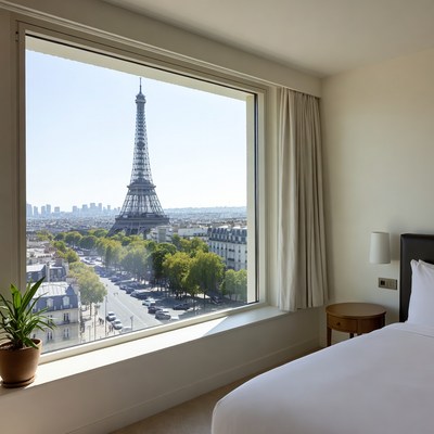 Eiffel Tower View from Hotel Room